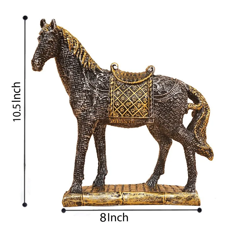 Royal Golden Saddle Horse Statue media 10