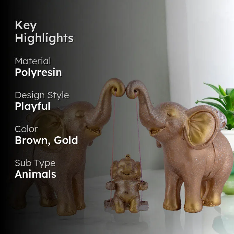Tiny Tuskers Painted Polyresin Show Piece - Golden Brown media 2