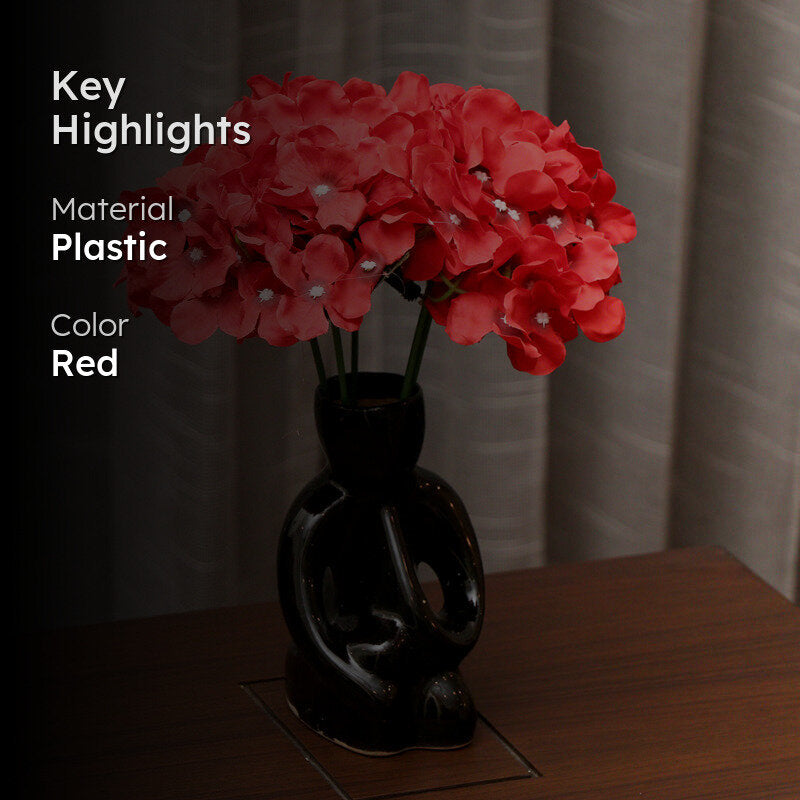 Fiora Artificial Hydrangea (Red)  Set of Two media 2