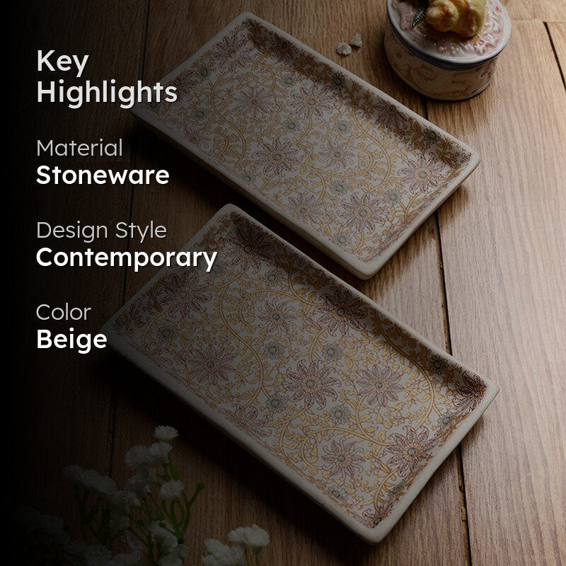 Manjora Floral Stoneware Platter - Set of Two media 2