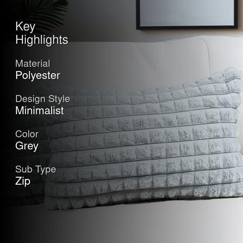 Frost Waffle Grey Cushion Cover (Rectangle)  Set of Two media 2