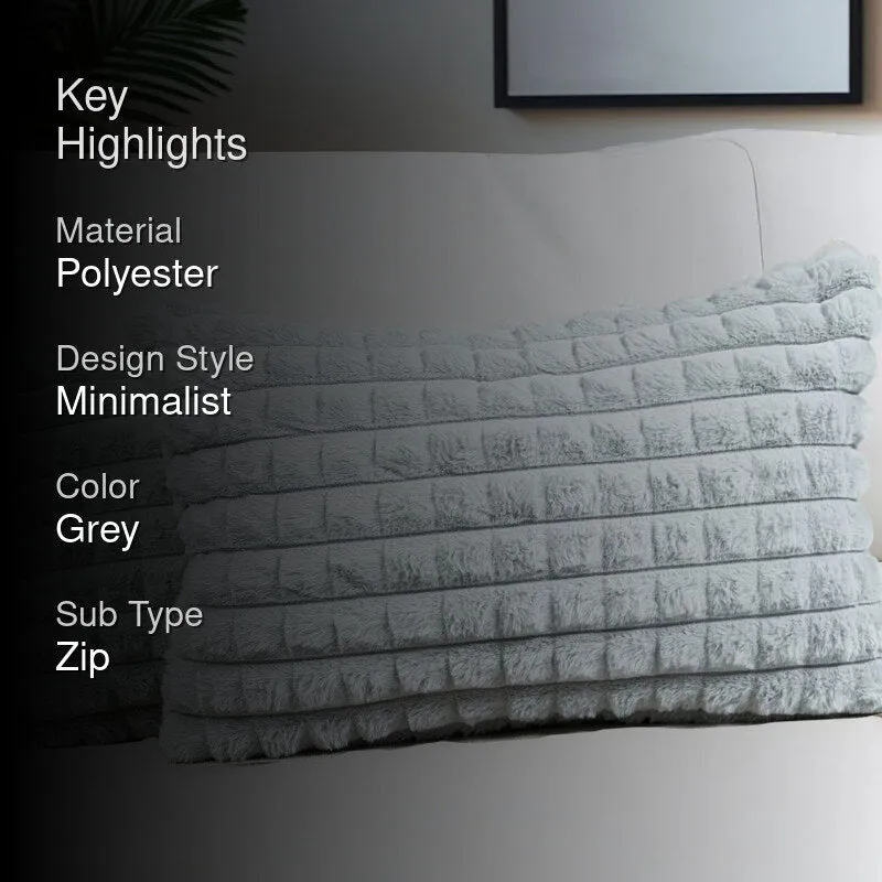 Frost Waffle Grey Cushion Cover (Rectangle) Set of Two media 2
