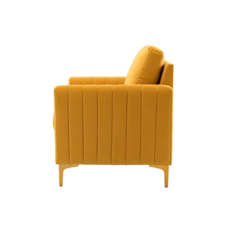 Baseo Neem Wood Accent Chair - Yellow media 5