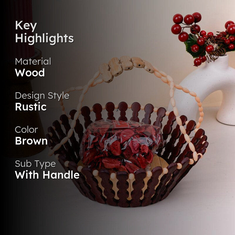 Berry & Bark Wood Fruit Basket media 2
