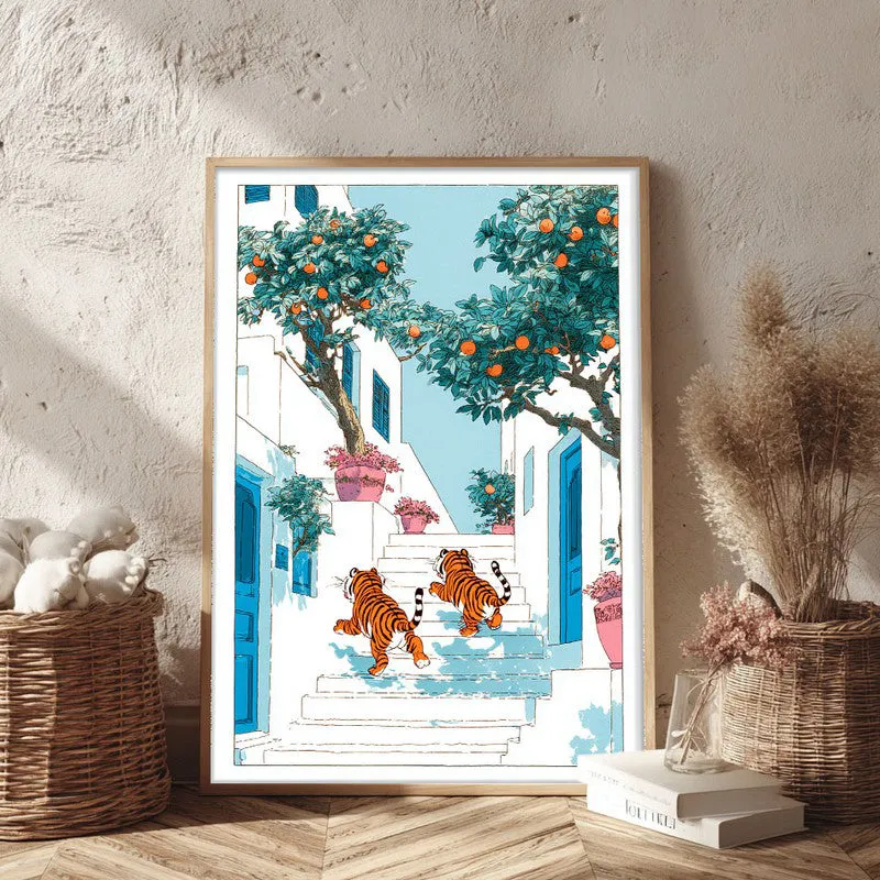Amber Orbs Canvas Wall Painting - Brown Frame media 3