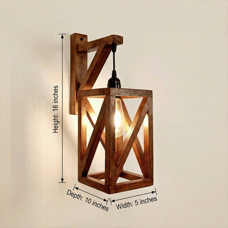 StrataGlow Wooden Wall Lamp - Brown media 8