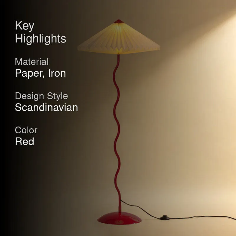 Fig Living Wavy Iron Floor Lamp - Crimson Red media 2