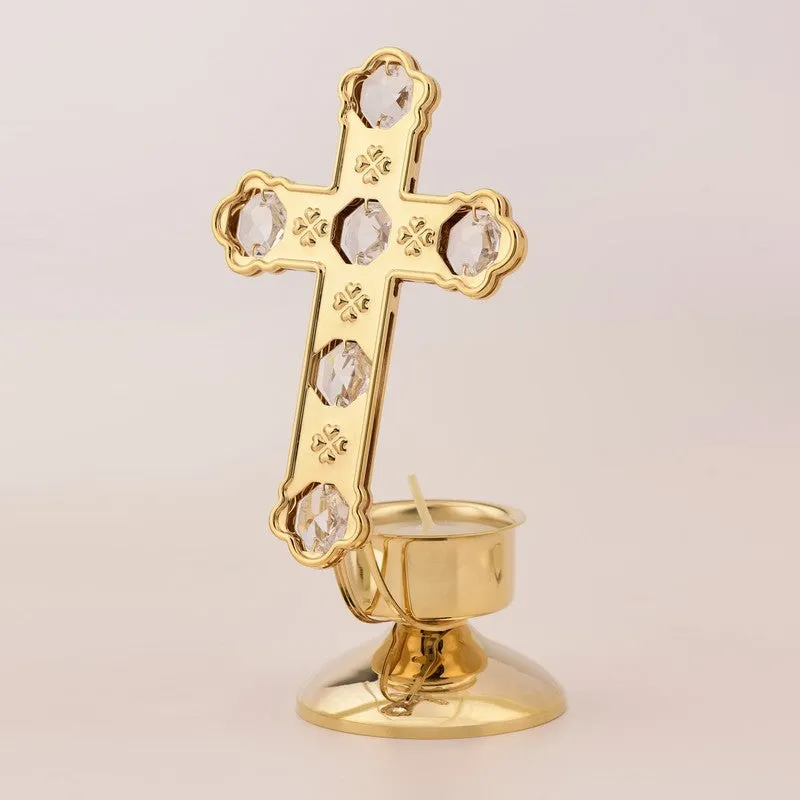 CrossAura 24K Gold Plated Mild Steel Candle Holder media 3