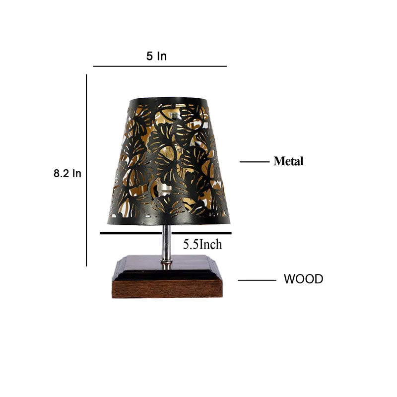 Niksha Etched Flora Metal Table Lamp - Black,Brown media 4