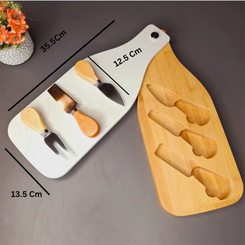 Bordeaux Petit (Wood,Marble,Stainless Steel) Cheese Platter - Five Piece Set media 5