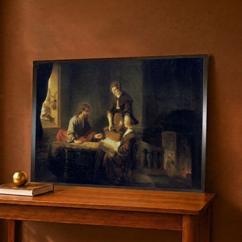 Christ in the House of Martha and Mary Canvas Wall Painting - 18 x 12 Inches