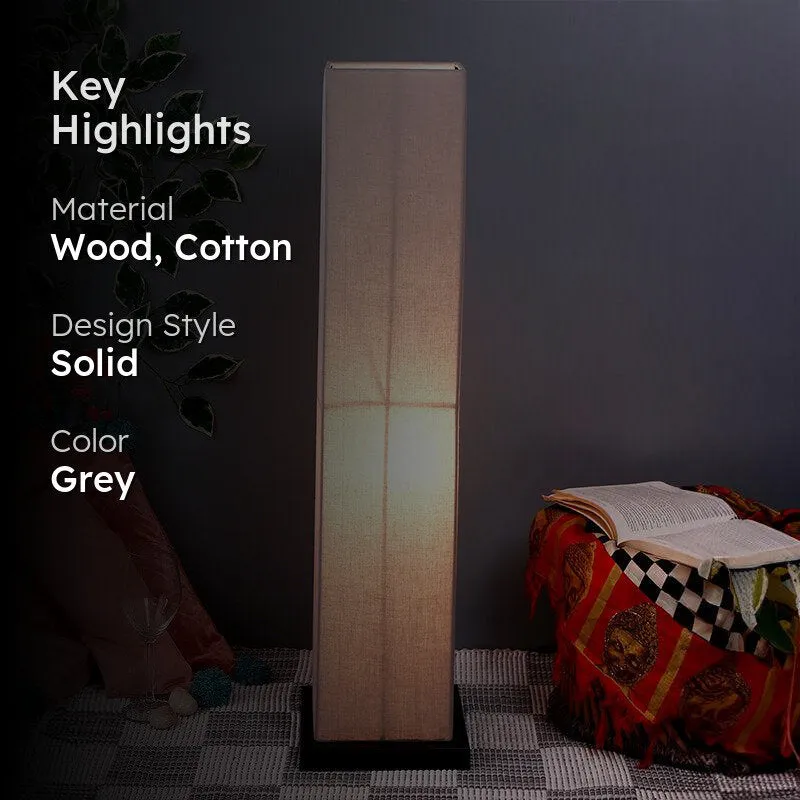 Abita Wooden Tower Floor Lamp With Jute Shade - Grey media 2