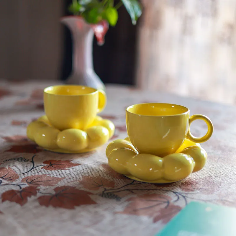 Bubble Buddy Cup & Saucer (Yellow/200 mL Each) - Set of Two media 1