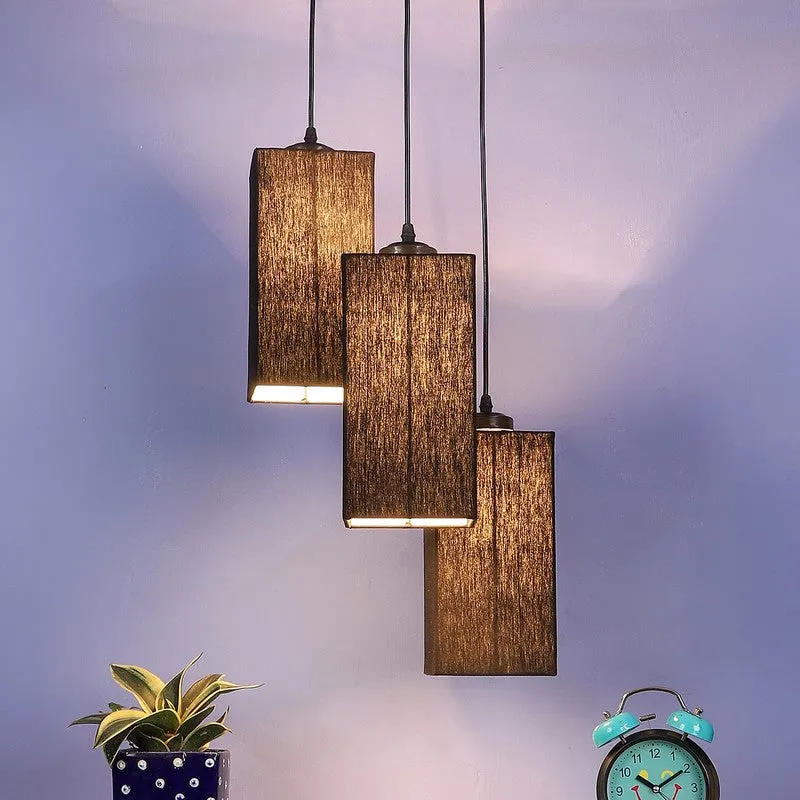 Warm Ivory Triple Metal Ceiling Lamp - Black media 3