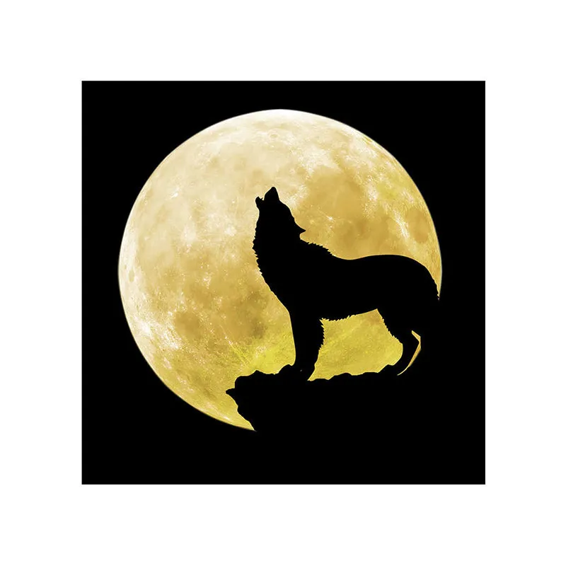 Wolf Silhouette Moon Wall Painting media 5