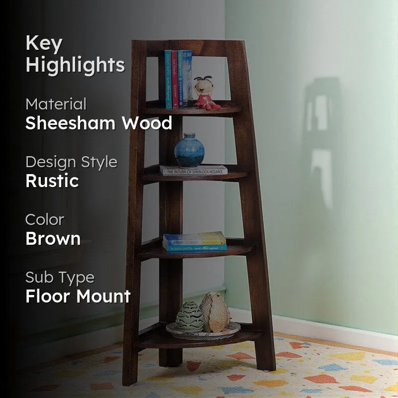 Vverox Sheesham Wooden Wall & Book Shelve - Brown media 2