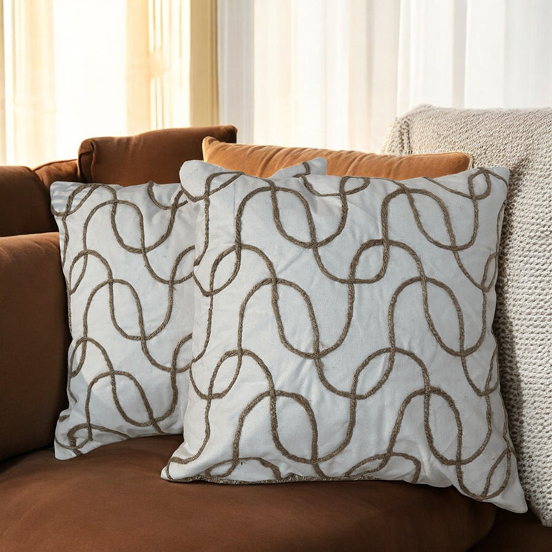 Abstract Swirls Tufted Cushion Cover Set - Set Of Two