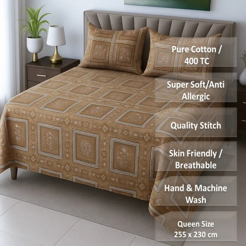 Kalaash Cotton Bedsheets (Beige) - 400 TC media 8