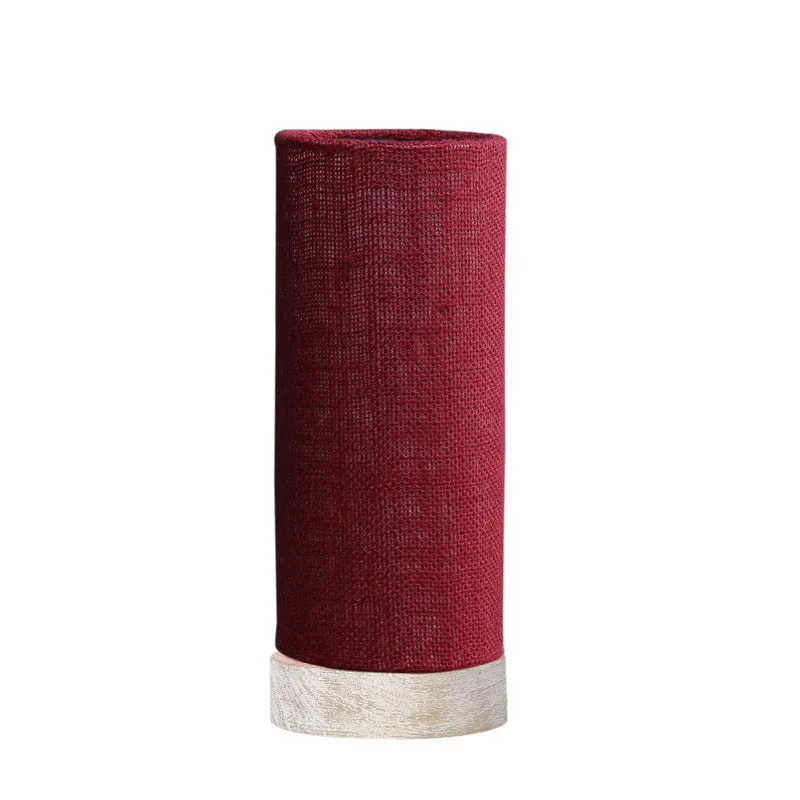 Ocra Tower Wooden Table Lamp With Jute Shade - Maroon,White media 5