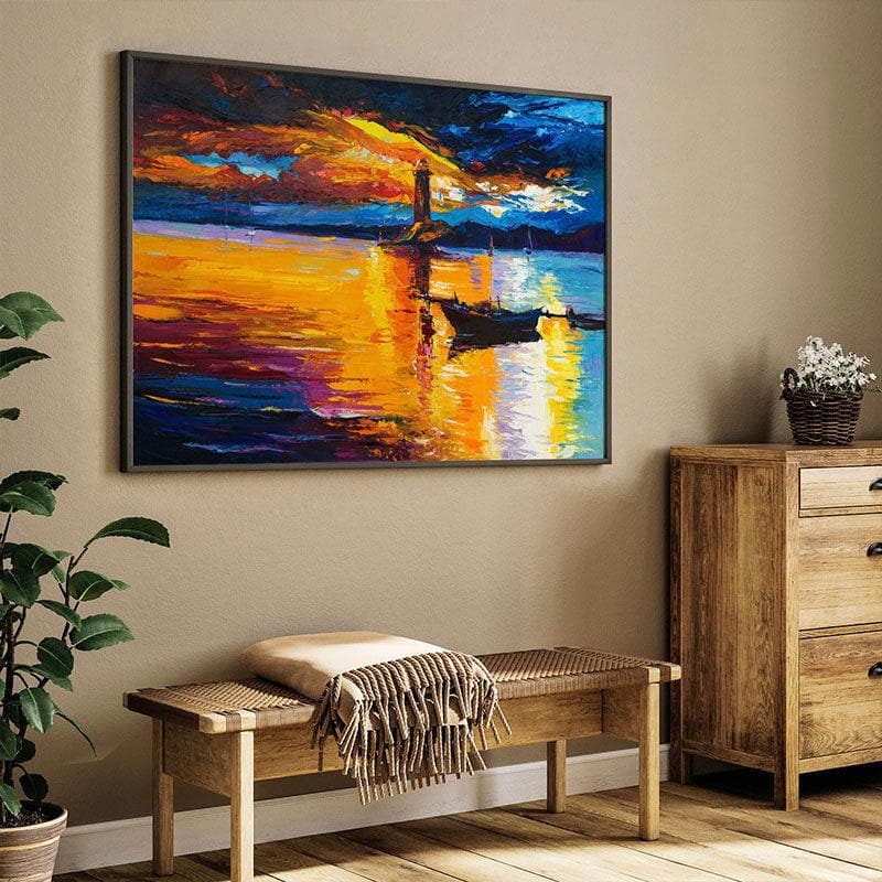 The Sea Oil Canvas Painting - Black Frame media 3