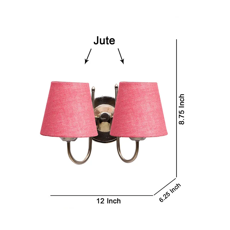 Veda Duo Conical Fabric & Metal Wall Lamp - Pink media 5