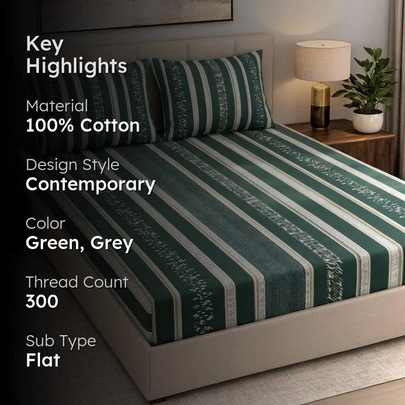 Flomo Stripes Cotton Bedsheet - 300 TC media 2