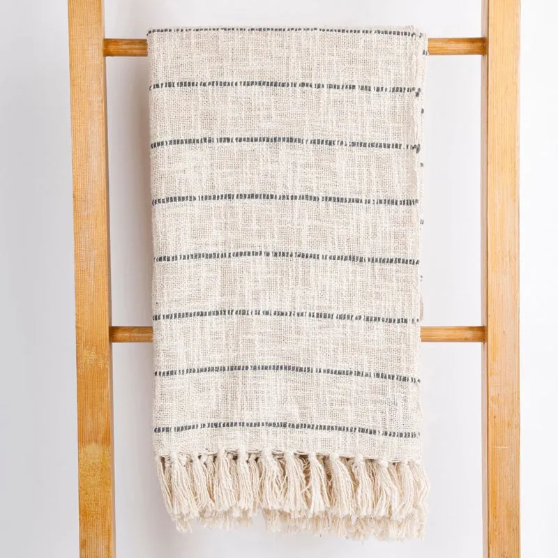 Flint Twist Striped Throw - Off White & Grey media 3