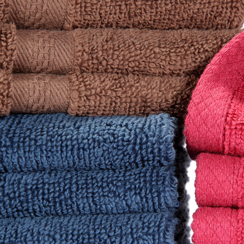 Nuage Cotton Hand & Face Towel (Brown, Pink & Blue) - Set Of Twelve media 6
