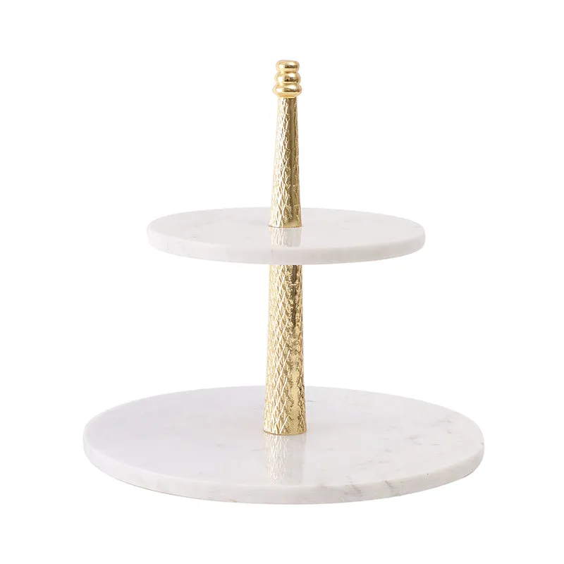 Malach Two Tiered Marble Platter - Gold media 5