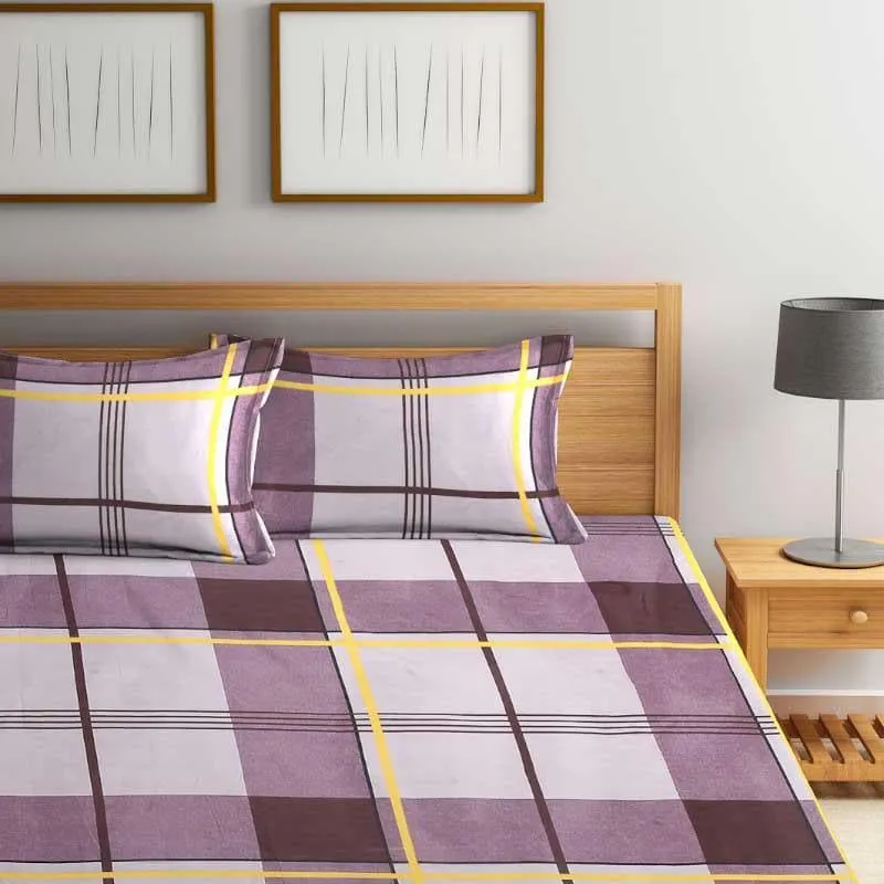 Block Checkered Printed Microfiber Bedsheet - 130 GSM media 1