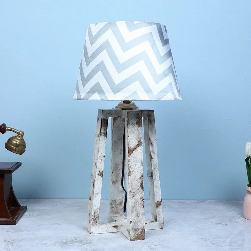 Chevron Light Prism Printed Mango Wood Table Lamp media 2