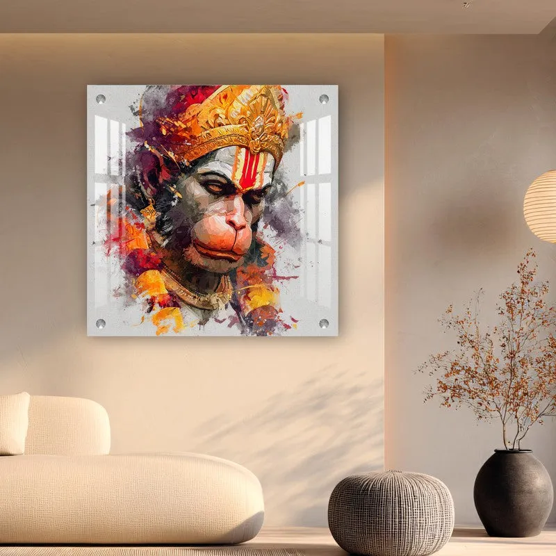 Lord Hanuman Sacred Face Acrylic Wall Art media 5