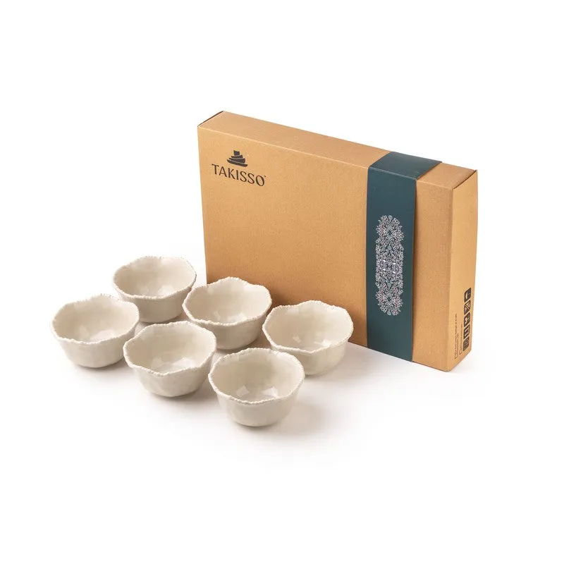 MingleBite Porcelain Snack Bowl (Ivory/300 mL Each) - Set of Six - 7