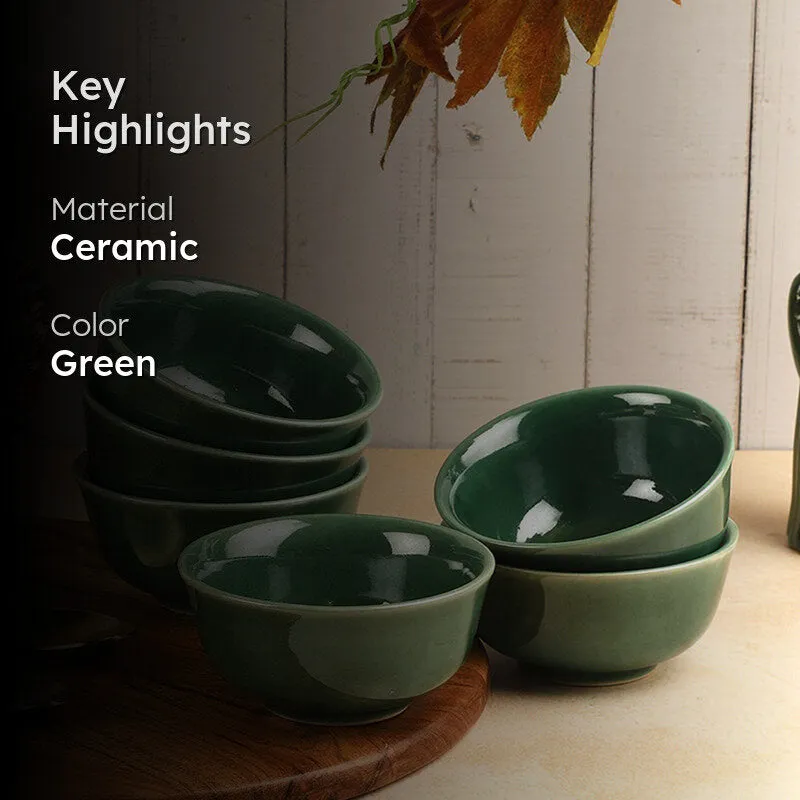 Brienne Ceramic Soup Bowl (150 mL/Green) - Set Of Six media 2