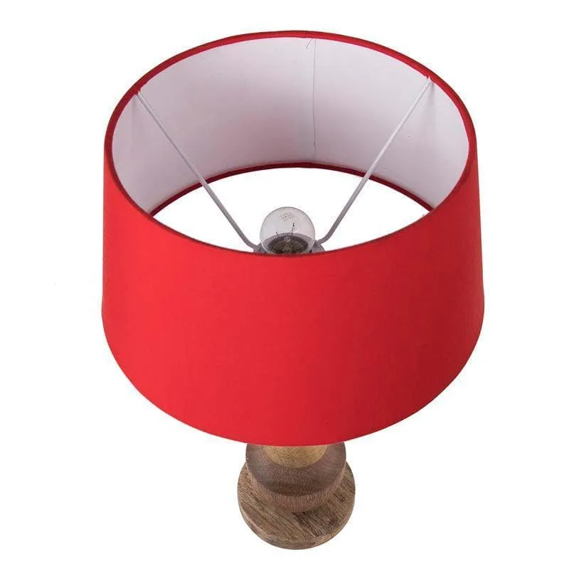 Classic Cubist Fabric Table Lamp With Drum Shade - Brown,Red media 3