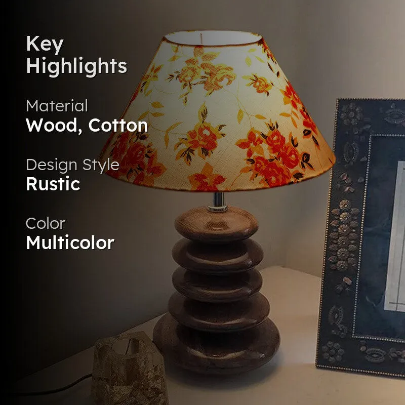 Solvion Cotton Table Lamp With Wooden Base - Multicolor media 2
