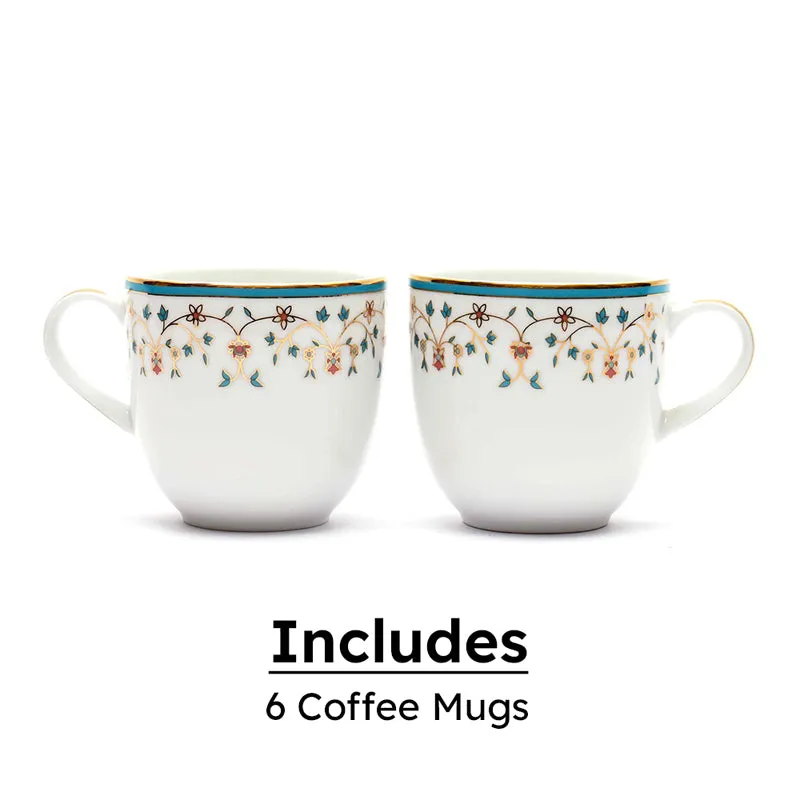Gilded Mavi Pete 24k Gold Brushed Porcelain Coffee Mug (300 mL Each) - Set Of Six media 5