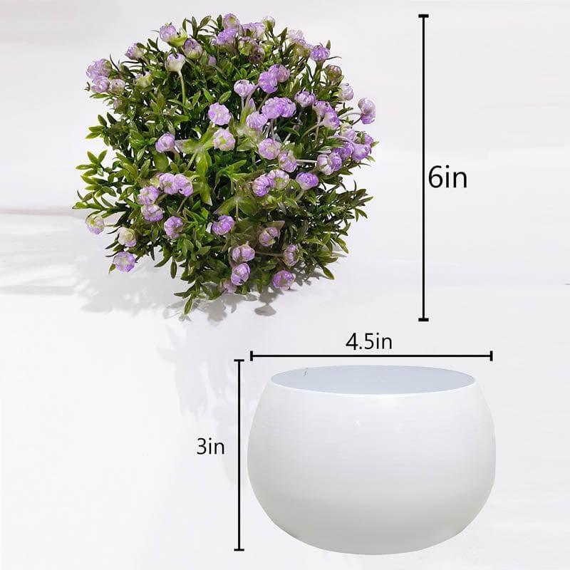 Purple Faux Ice  Floral Green Bush In White Pot - 15 cms media 5