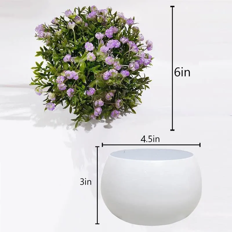 Purple Faux Ice Floral Green Bush In White Pot - 15 cms media 5