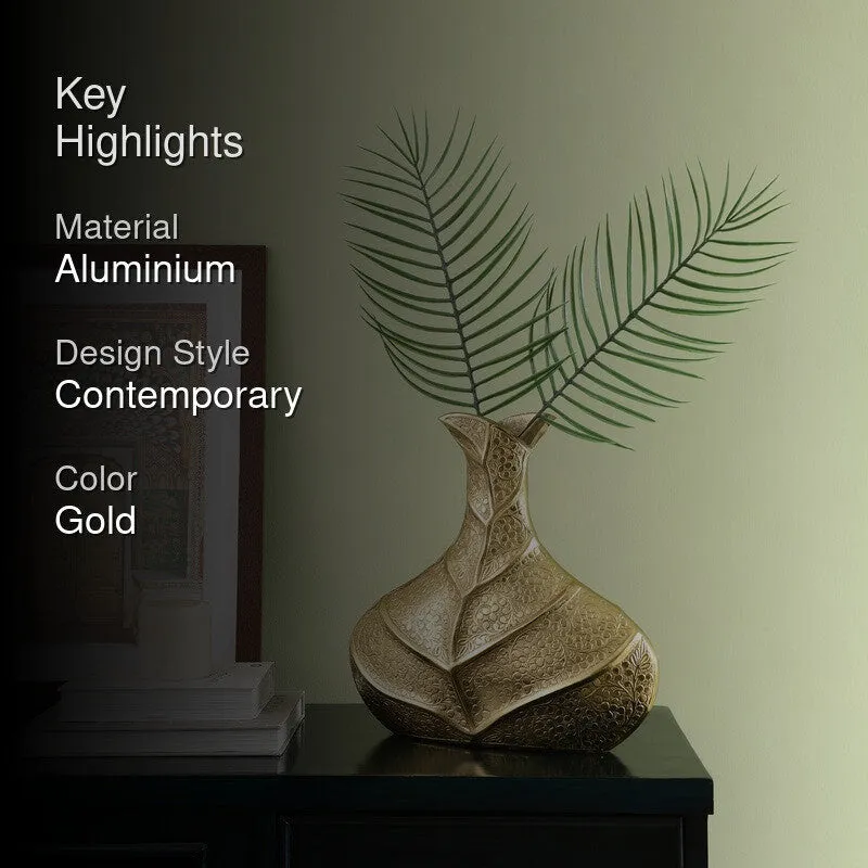 Leafara Aluminium Vase - Gold media 2