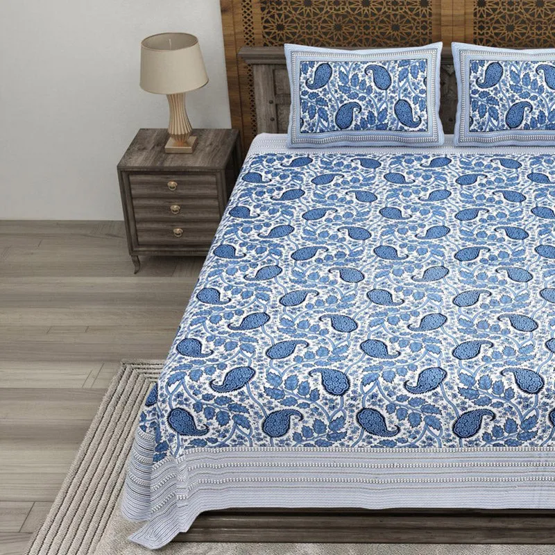 Shapea Cotton Bedsheet (Blue) - 240 TC media 3