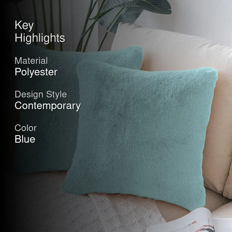 Fur Dual Cushion Cover Set (Turquoise) - Set Of Two media 2