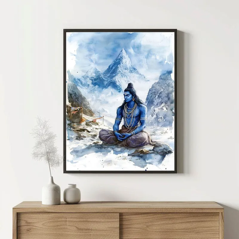 Aadhishankara Spiritual Archival Paper Wall Painting With Frame - Black media 1