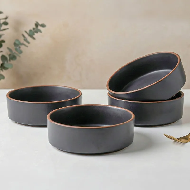 Feastyn Ceramic Salad Bowl (Grey/350 mL) - Set of Four media 1