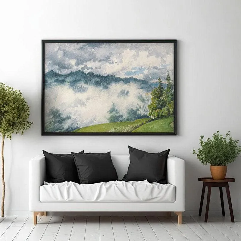 Misty Magic Mountain Canvas Wall Painting - Black Frame media 3