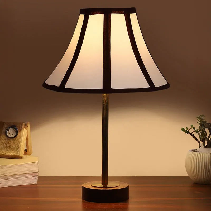 Stripra Rodin Wooden Table Lamp - White,Gold,Brown media 1