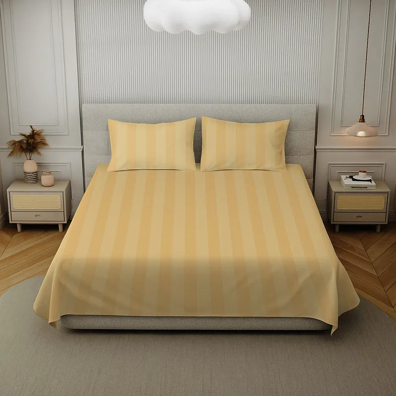 Elegance Striped Cotton Bedsheet (Beige) - 210 TC media 4