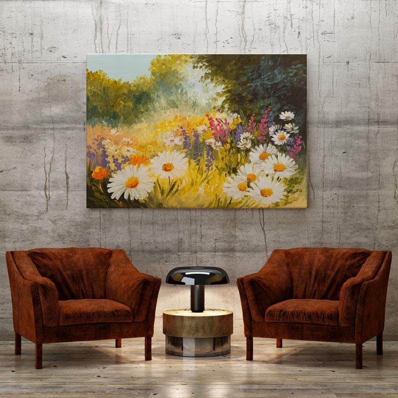 Field Of Daisies Canvas Wall Painting - Gallery Wrap