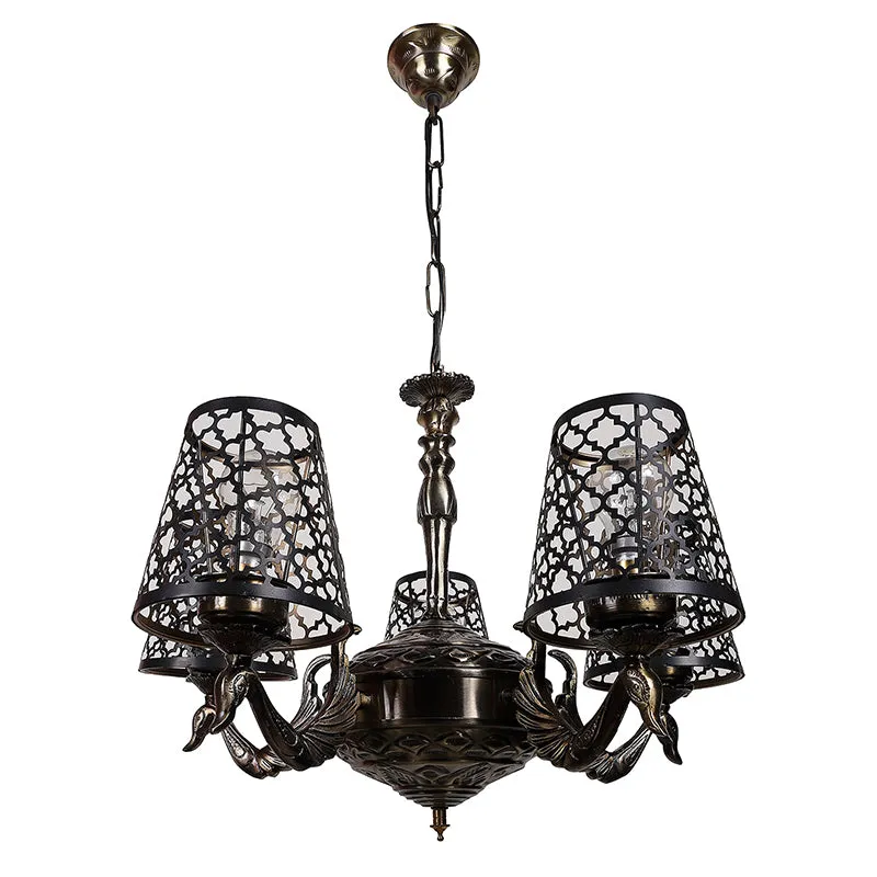 Enva Etched Mayoor Golden Antique Ceiling Lamp media 3