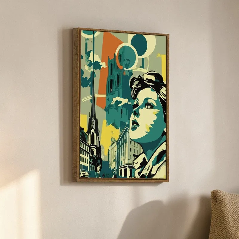 Skyline Lady Canvas Wall Art With Frame media 3